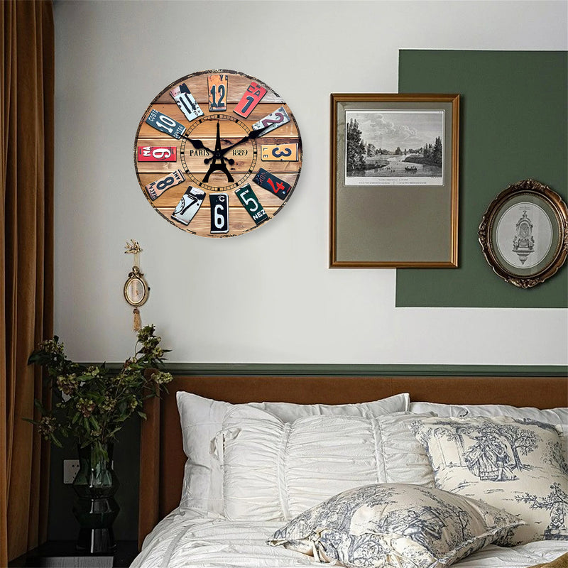 horloge murale numérique en bois rétro créatif silencieuse décorative