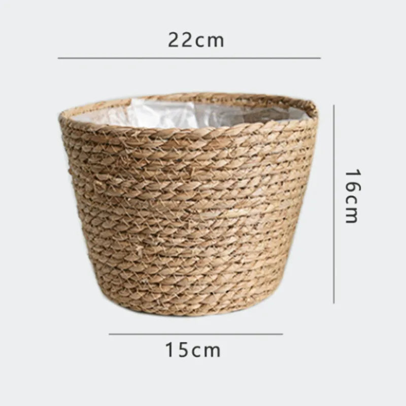 panier à fleurs en paille tressée pour décoration intérieure et extérieure