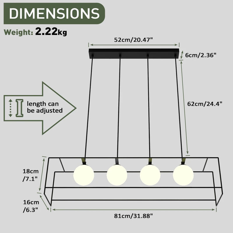 suspension moderne avec câble réglable et ampoule LED