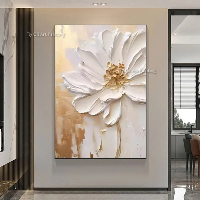 grande peinture à lhuile fleurs abstrait art mural décor intérieur