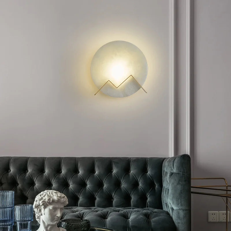 applique murale led post-moderne en marbre et cuivre