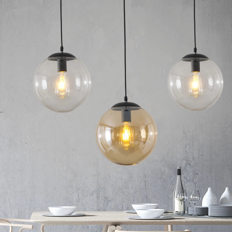 boule de verre suspension lumières rétro loft industriel led suspension