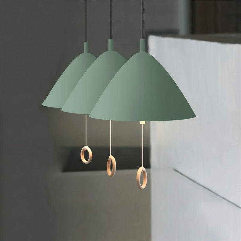 lampe suspendue design simple macaron avec interrupteur à tirer