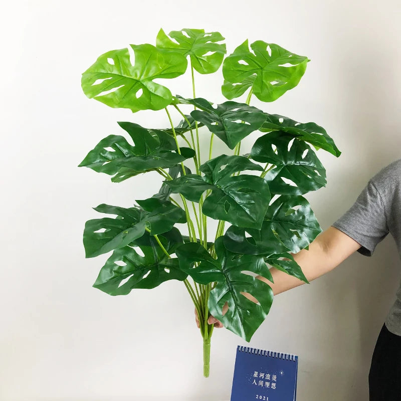 feuilles tropicales monstera palmier artificiel pour décoration intérieure