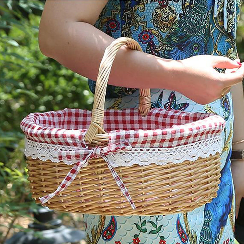 panier de pique-nique en osier grand modèle avec poignée décoratif et pratique