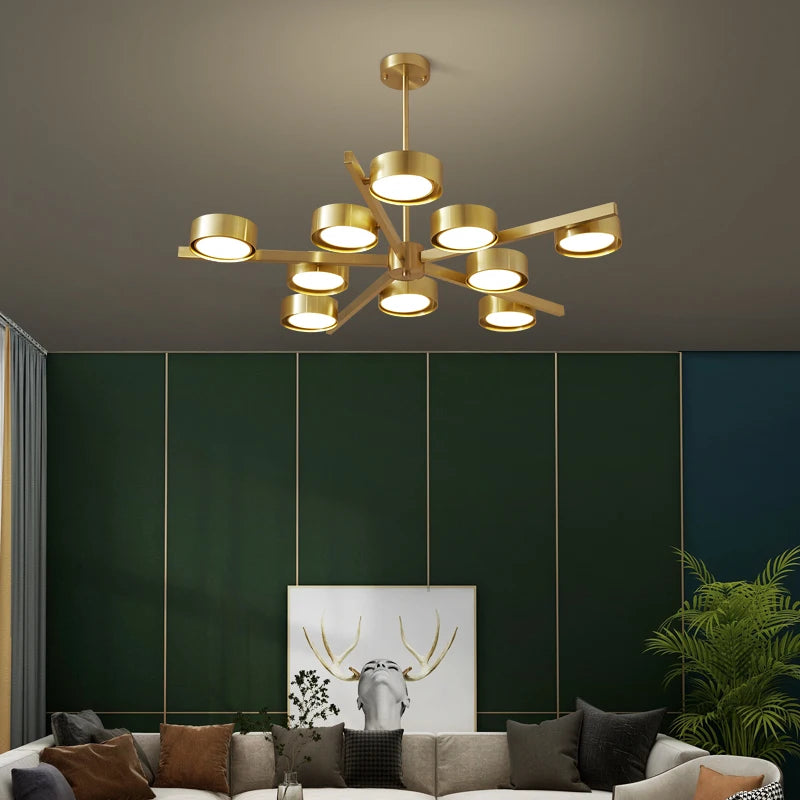 lustre nordique en cuivre design créatif pour éclairage doux