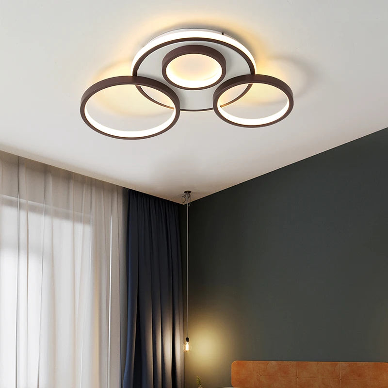 lustre led moderne en bois et aluminium pour éclairage intérieur