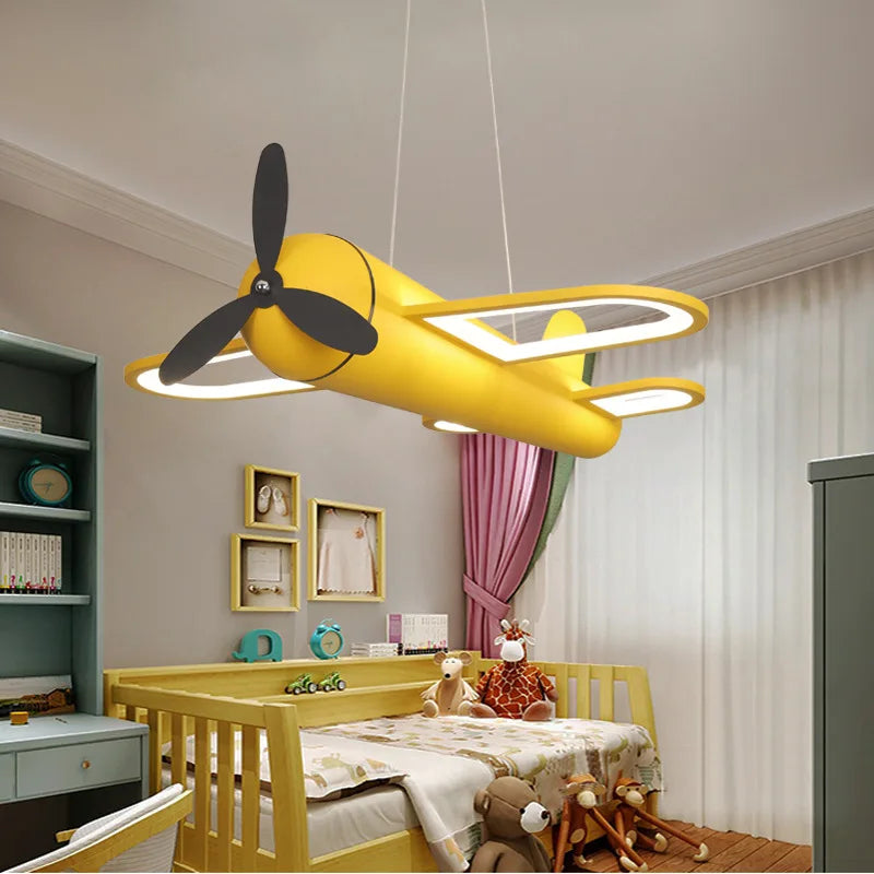 lustre moderne avion pour chambre d'enfants décoration lumineuse