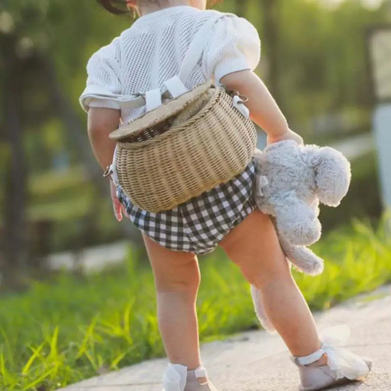 panier arrière pour vélo tricycle scooter en bambou et rotin tissé