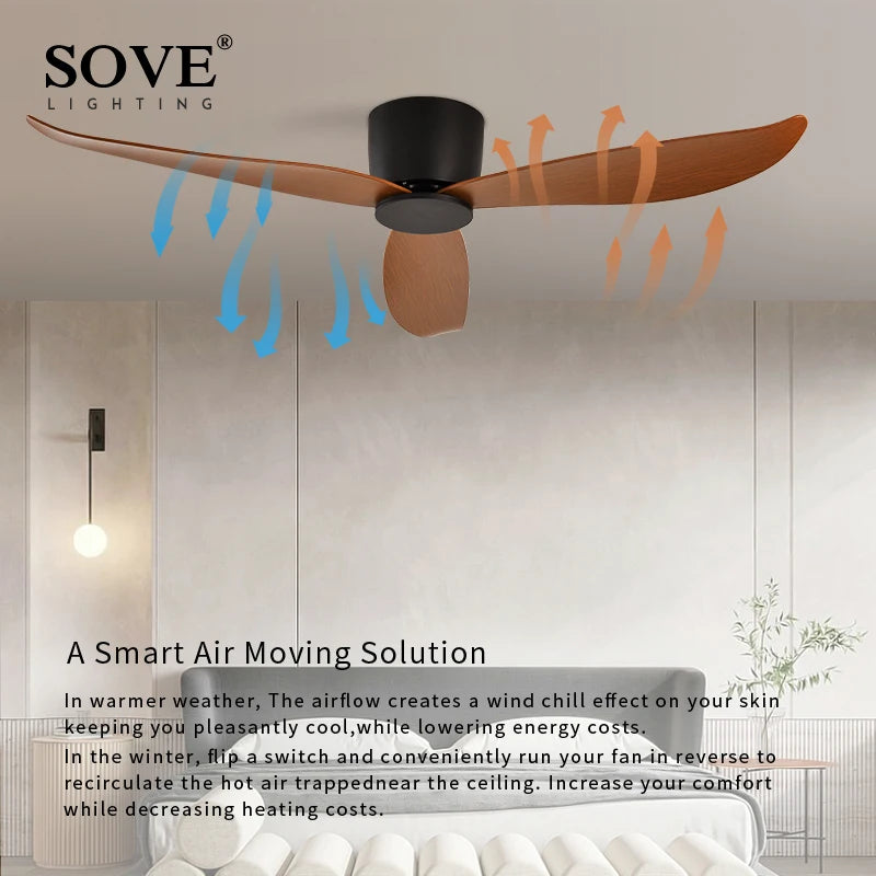 SOVE moderne noir blanc plancher bas moteur à courant continu 30W ventilateurs de plafond avec télécommande ventilateur de plafond Simple sans lumière ventilateur de maison 220V