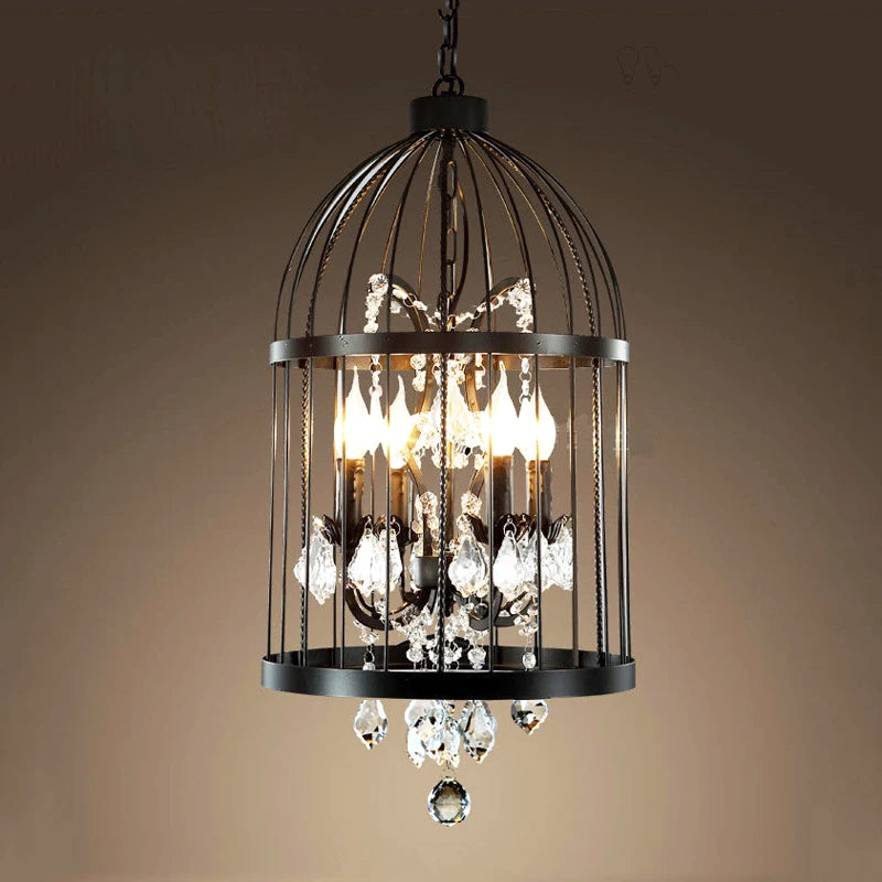 lustre cage oiseau en cristal vintage pour bar restaurant