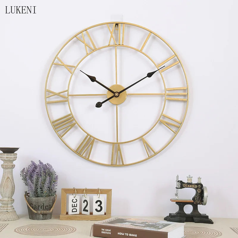 horloge murale ronde rétro 3D chiffres romains décoration intérieure