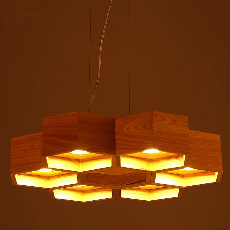 Plafonnier Led en forme de ruche en bois massif