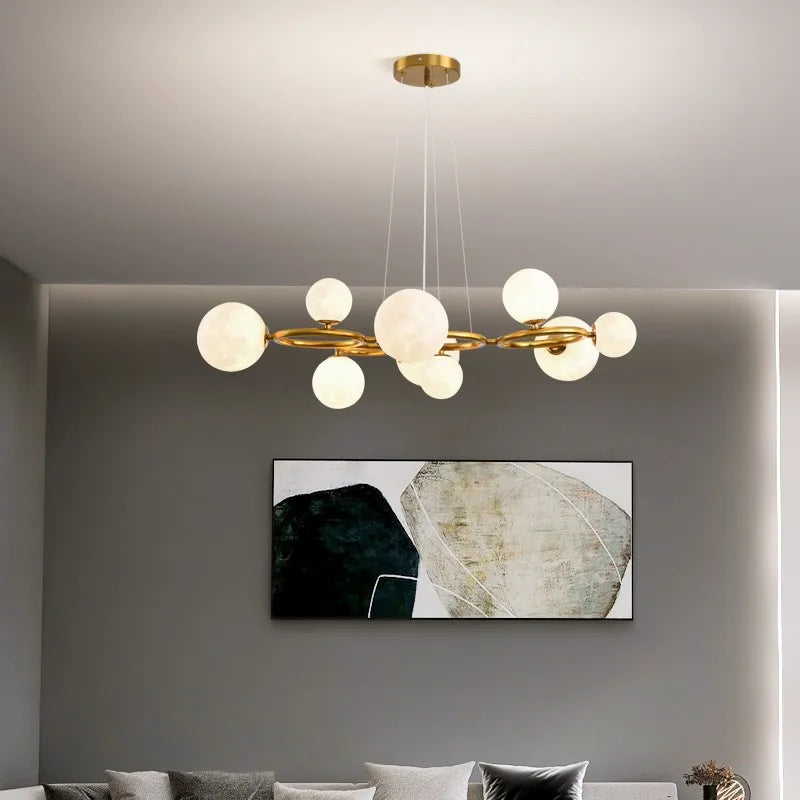 lustre led moderne minimaliste en verre nordique décoration lumineuse