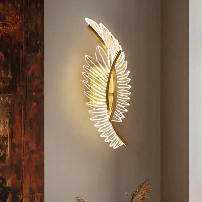 applique murale led nordique en laiton avec ailes d'ange