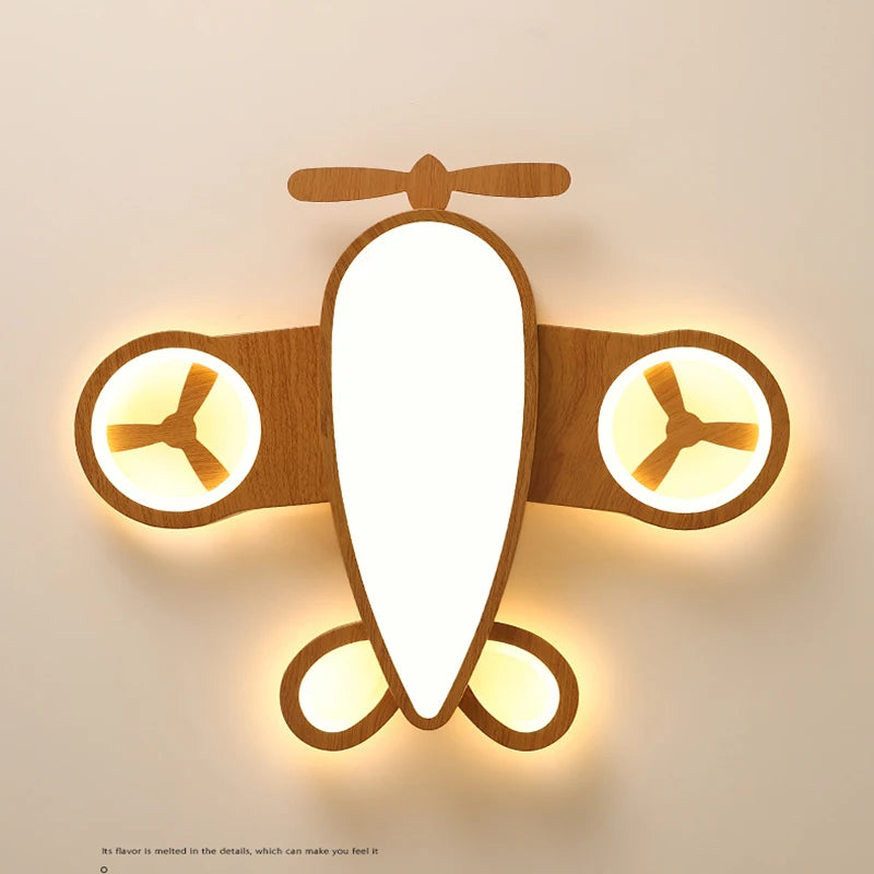 plafonnier nordique en forme d'avion avec télécommande pour enfant