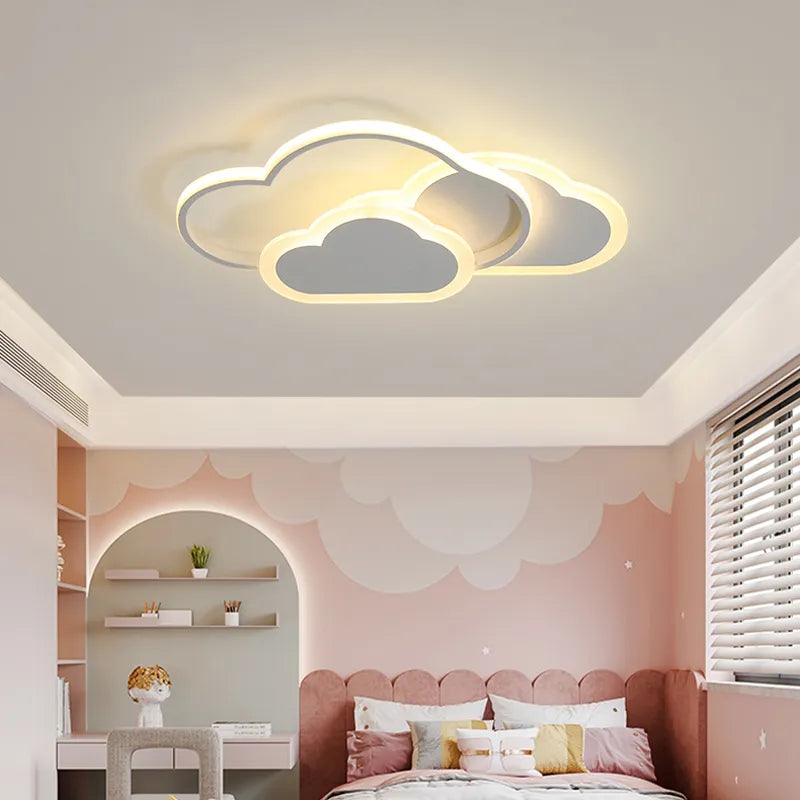 Plafond moderne à LEDs lampe créative nuage blanc chambre éclairage dessin animé chambre d'enfants enfant lire étude rose décoration lumière