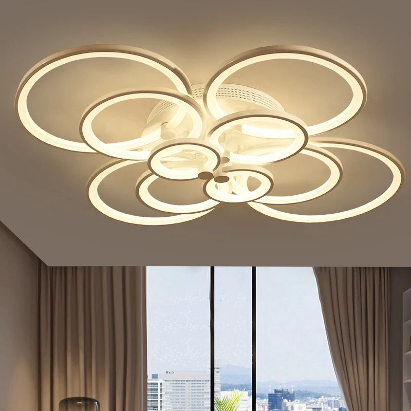 lustre moderne à leds avec anneaux ronds pour éclairage intérieur