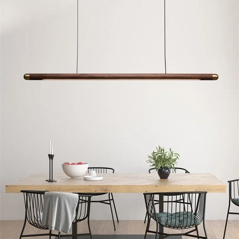 suspension en bois design minimaliste led longue bande