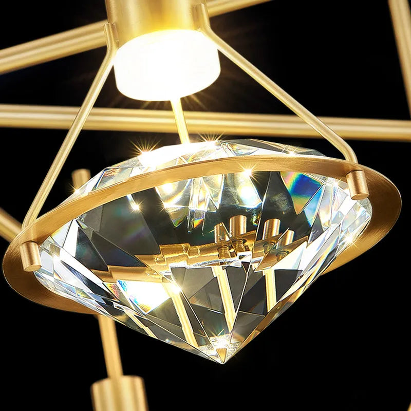 lustre personnalisable postmoderne en cristal avec led