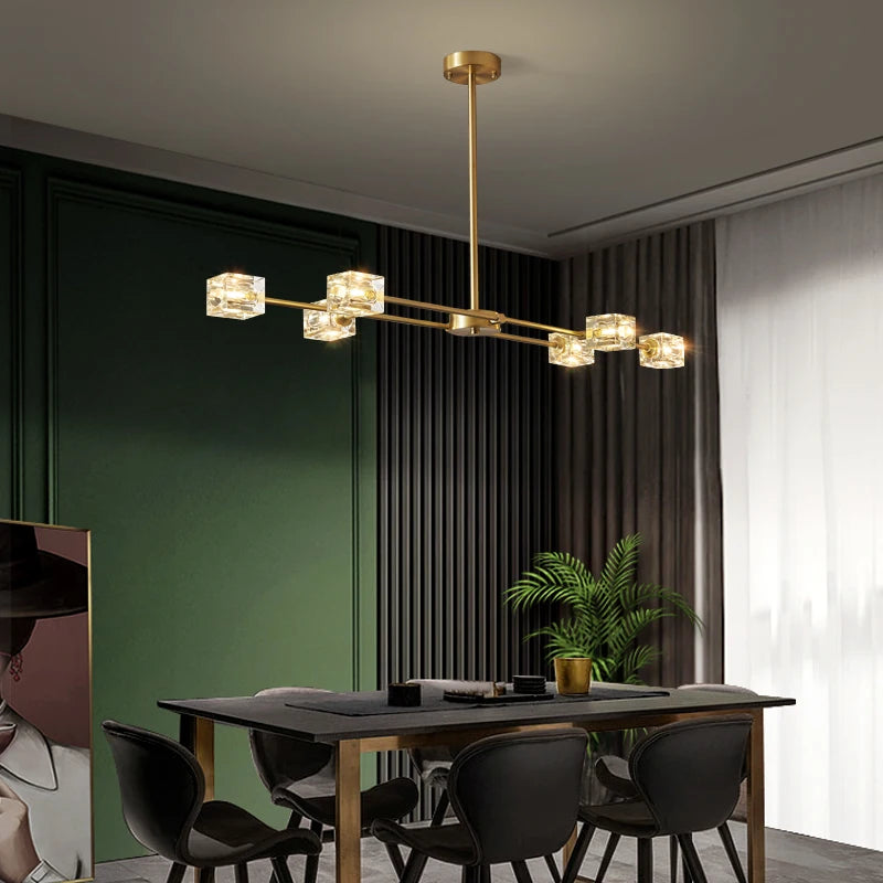 plafonnier en cuivre moderne design nordique cristal luxe