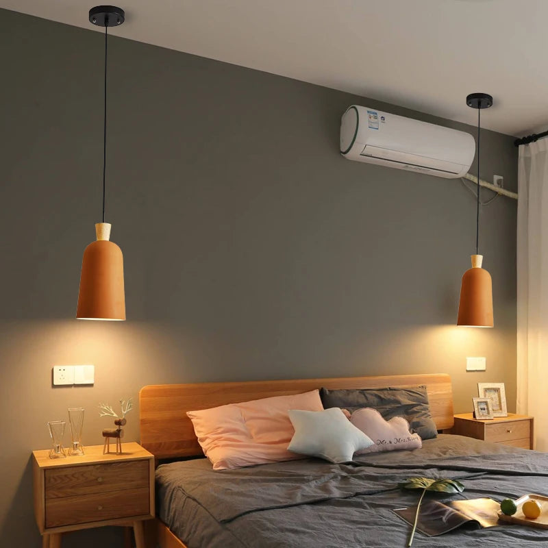 suspension LED en bois au design nordique minimaliste et créatif