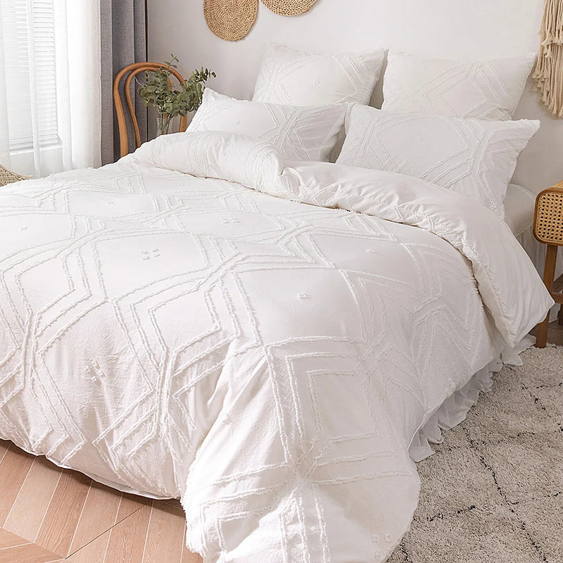 housse de couette plissée d'été luxe pour lit double