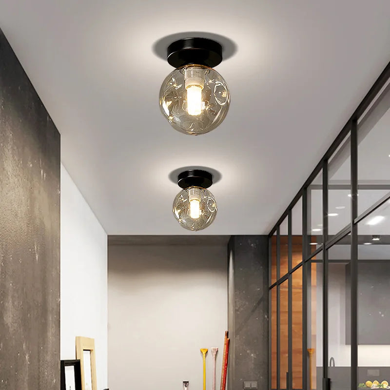 lampe de plafond nordique moderne boule de verre led