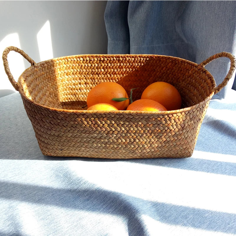 panier en jonc de mer fait main pour rangement décoratif