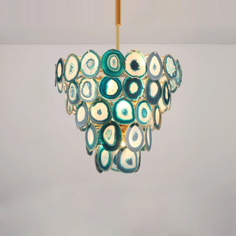 lustre design moderne en agate colorée pour intérieur