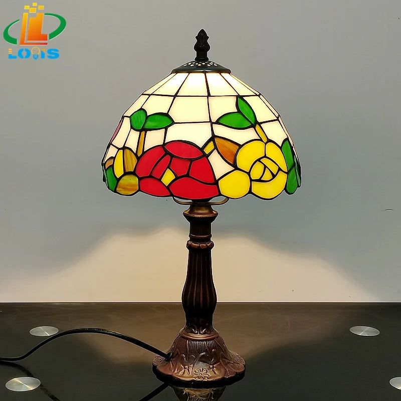 lampe de bureau vintage tournesols en verre tiffany pour cadeaux