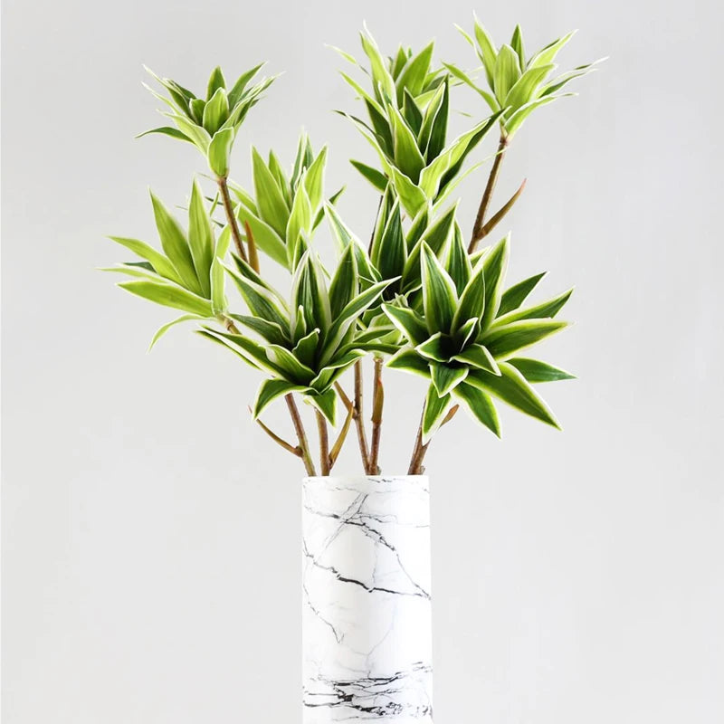 grande branche de bambou artificielle avec fleurs et feuilles décoratives