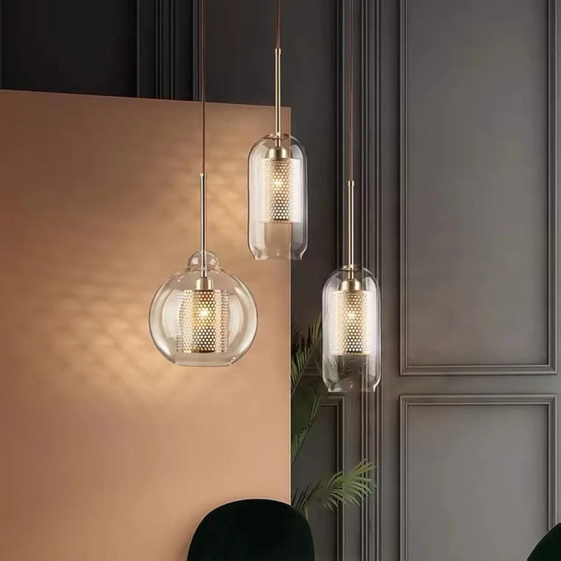 suspension moderne en verre pour décoration intérieure élégante