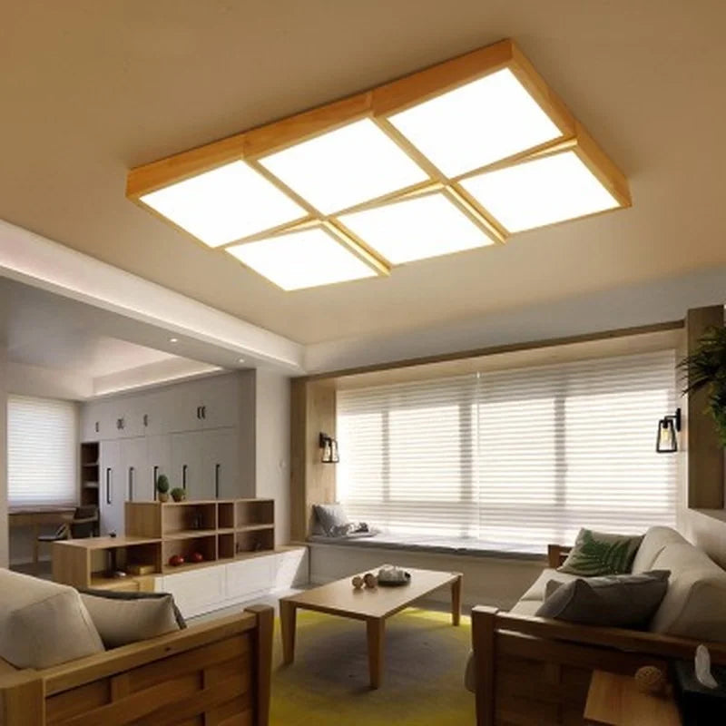 plafonnier à led en bois avec télécommande pour éclairage intérieur