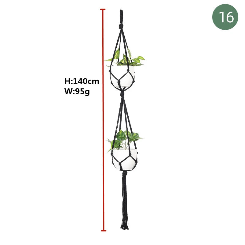 paniers suspendus en macramé pour plantes et décoration