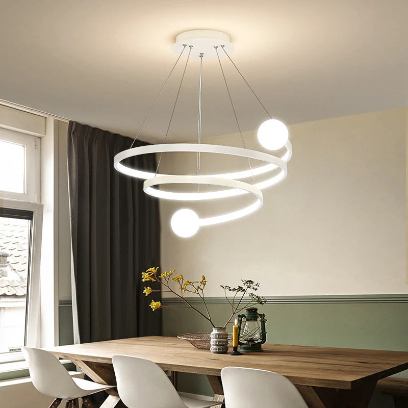 lustre moderne créatif en spirale pour décoration intérieure