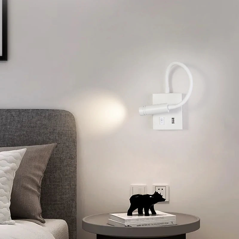 lampe de chevet murale led moderne nordique avec port usb et interrupteur