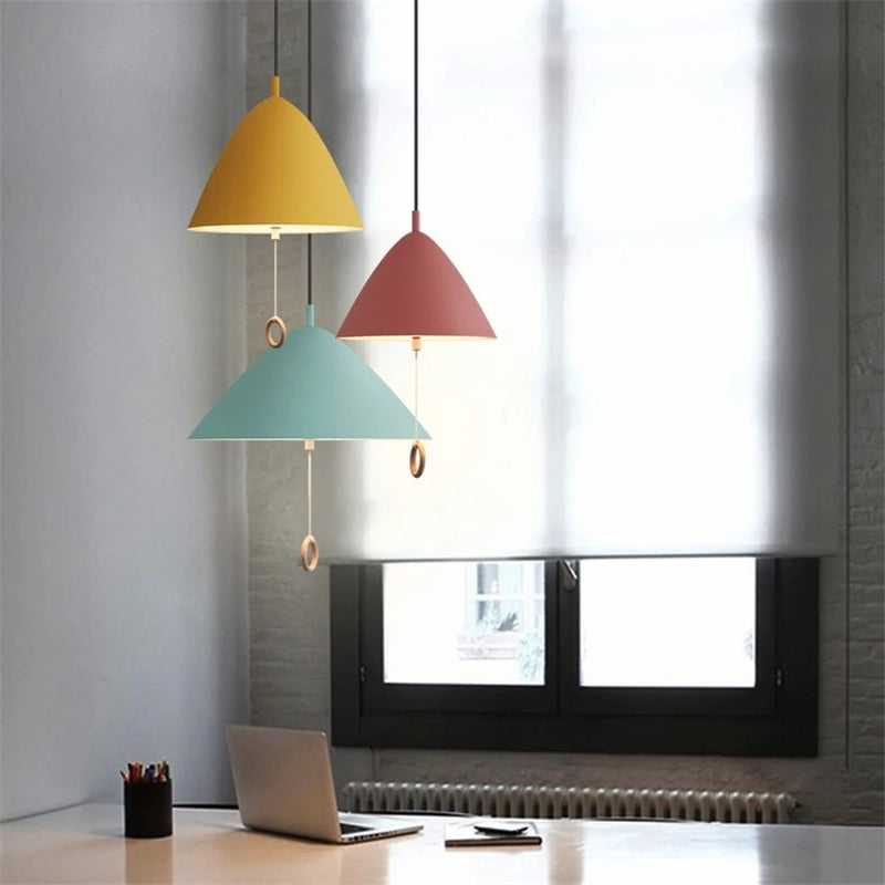 lampe suspendue design simple macaron avec interrupteur à tirer