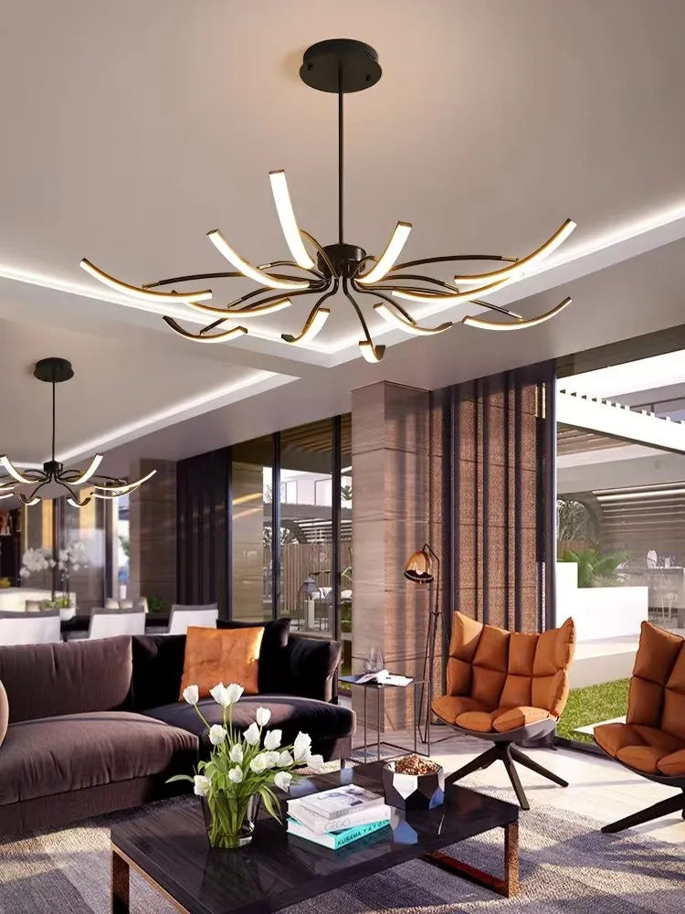 lustre nordique de luxe led design créatif atmosphérique villa