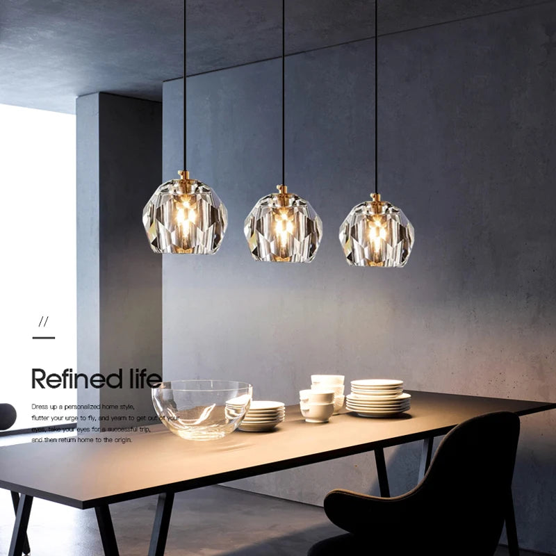 lustre contemporain en cristal pour restaurant café et bar