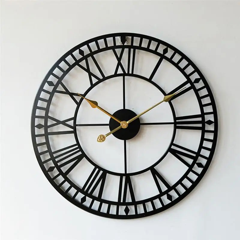 horloge murale en métal chiffres romains décorative silencieuse