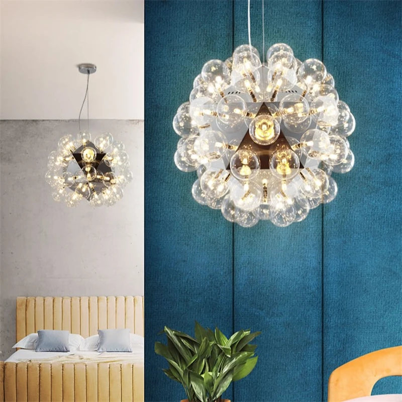 suspension luminaire moderne bulles taraxacum nordique en verre