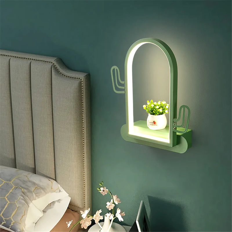 étagère métallique coeur nordique avec lampe led murale pour enfants