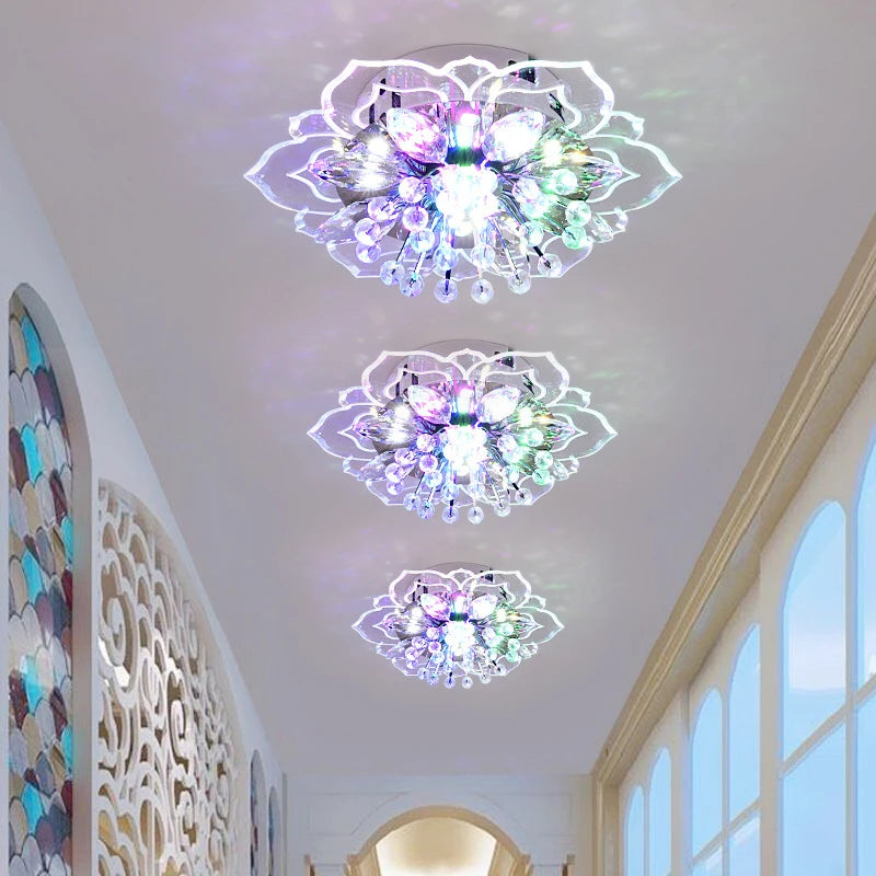 plafonnier en cristal fleurs lustre éclairage intérieur