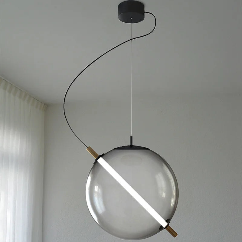 suspension design nordique boule de bulles de verre décorative