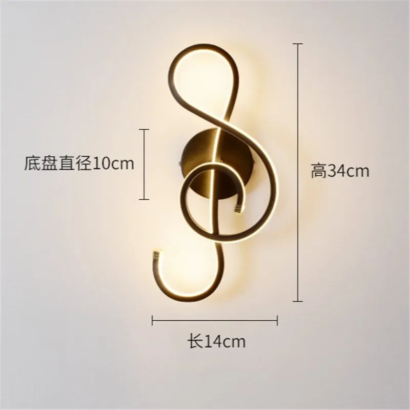 applique murale led en forme de clé de musique