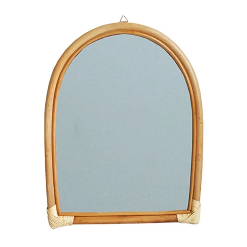 miroir mural suspendu en rotin pour un maquillage pratique