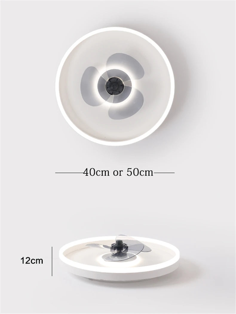 "plafonnier moderne à leds avec ventilateur et 3 luminosités"