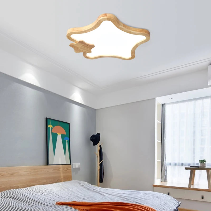 plafonniers minimalistes étoiles en bois décoratifs luminaire monté