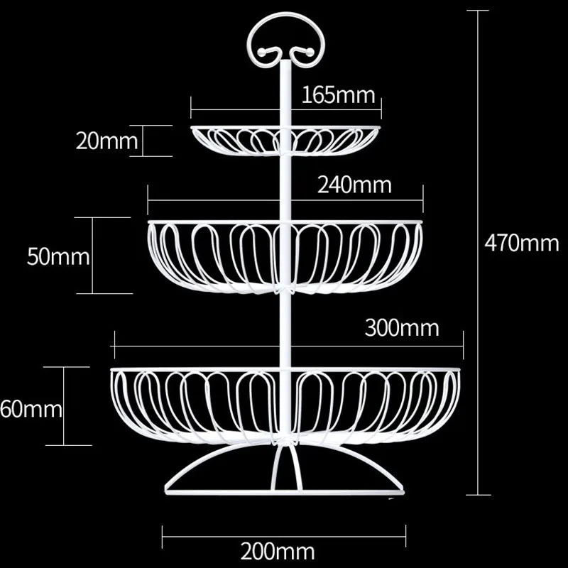 panier à fruits en fer à trois niveaux décoratif et pratique